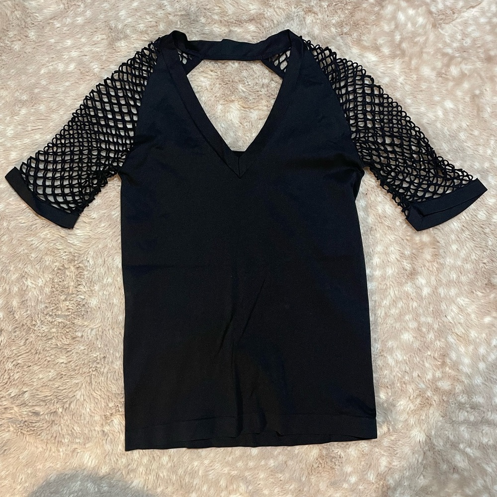 NWOT Venus Fishnet Sleeve Top